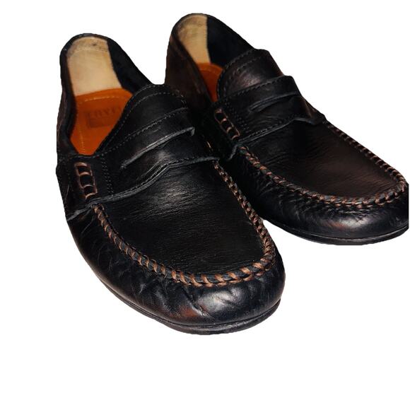 Frye Men’s Black Leather Lewis Penny Loafers 10.5 NWOB - Picture 1 of 7